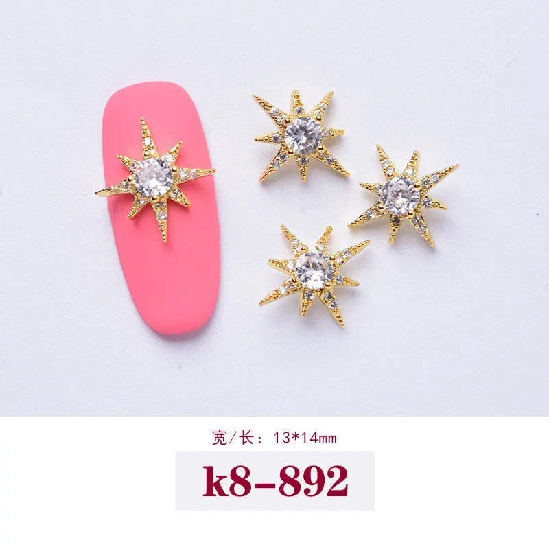 K8-892 5 шт 3D Звезды Луна бабочка кулон циркон дизайн ногтей ювелирные изделия японские Ногти украшения Циркон Кристалл Маникюр алмазные подвески - Цвет: K8-892