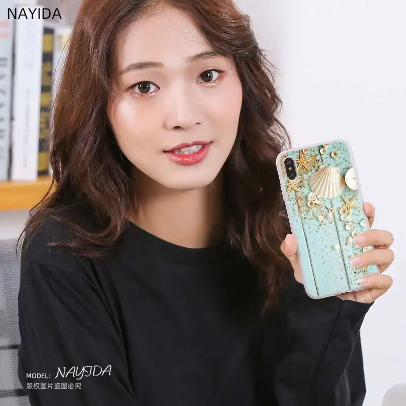 Мягкий чехол для Huawei Honor 30 20 Pro 10 9 Lite 30s 10i 9a 8a 7a X10 8x с синими деревянными ракушками и