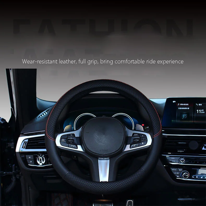 

Universal Car Steering Wheel Cover Breathable Anti Slip PU Leather Steering Covers Suitable 38cm Auto Decoration 9 Colors