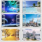 Настенные 3d наклейки на окна для гостиной, спальни, кабинета, домашний декор, пейзаж, морская Гора, животное, лесной, пространство, ПВХ роспись, художественные переводки
