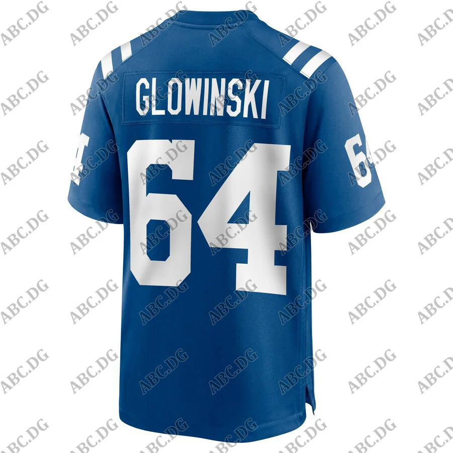 

Customized Stitch American Football Jersey Men Women Kid Youth Indianapolis Mark Glowinski Royal Game Jersey
