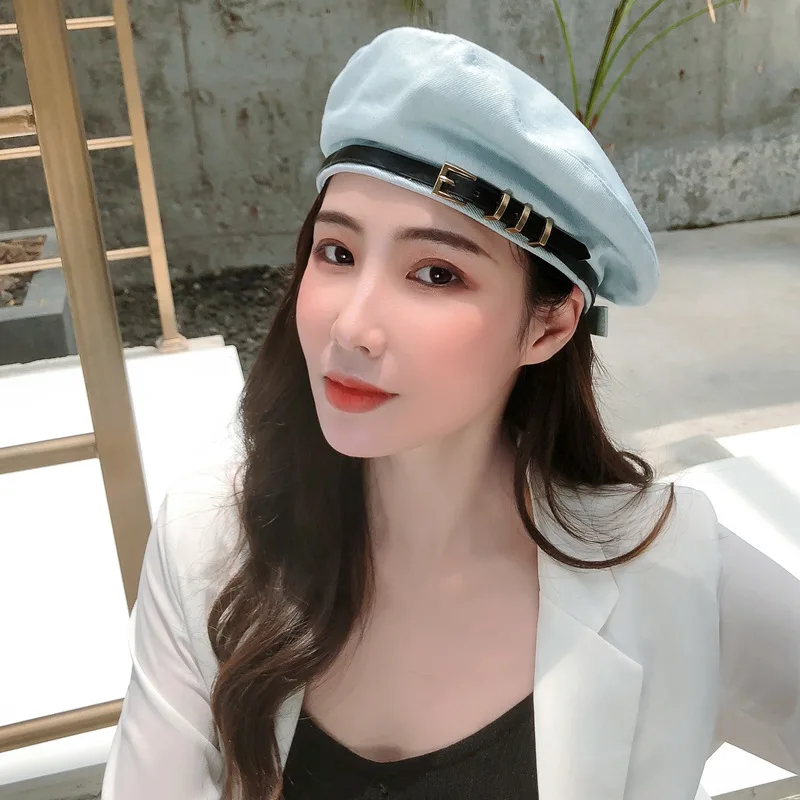 Английский алфавит вышивка берет Женская версия Вельветовая восьмиугольная