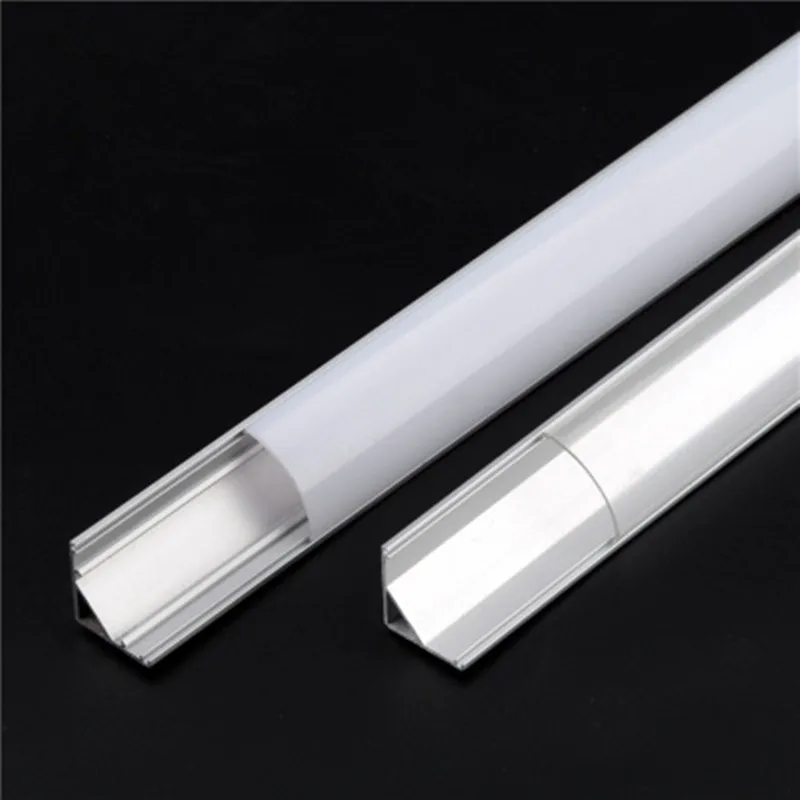 2-30pcs/lot 0.5m/pcs 45 degree angle aluminum profile for 5050 3528 5630 LED strips Milky white/transparent cover strip channel