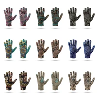 3d retro ethnic style ladies gloves winter warm mandala full finger glove womens touch screen mobile phone cold proof mitten