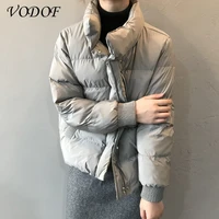 vodof new women warm parkas 2020 autumn winter thick hooded zipper black outwear female causal short coats loose outwear
