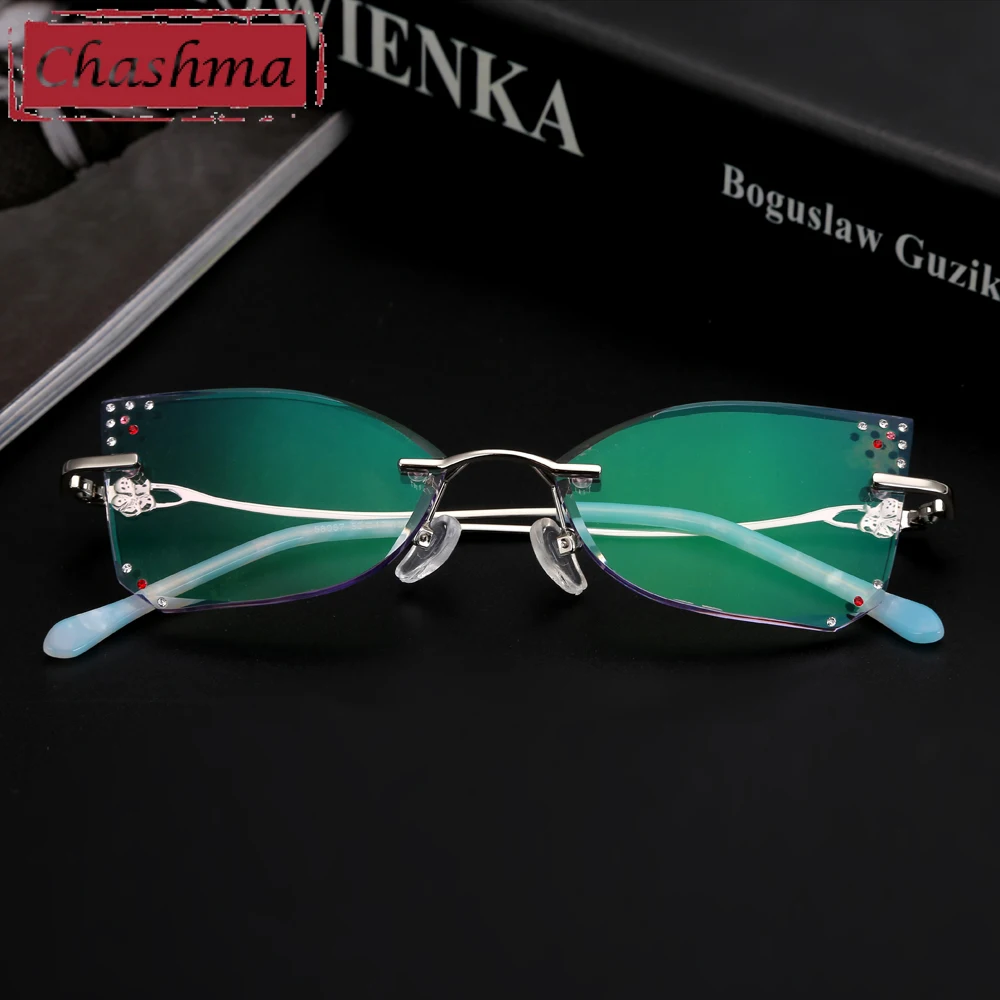 Роскошные женские очки со стразами цветные линзы кошачий Глаз Модные в форме