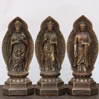 8 tibet buddhism old bronze three saints of the west shakyamuni buddha statue guanyin bodhisattva statue 3 standing buddhas