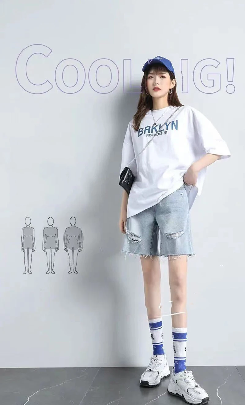 

2021 Streetwear Fashion Summer Half Shorts Women Denim Shorts High Waist Belted Loose Female Short Jeans