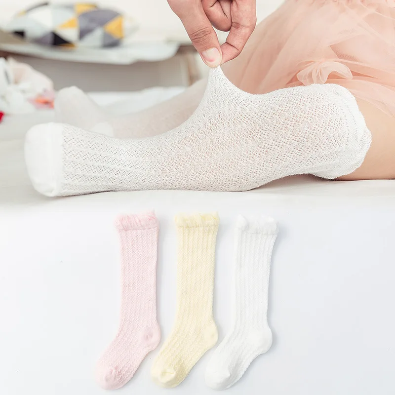 

2021 New cartoon mesh baby stockings over the knee children's baby socks newborn summer mosquito socks cotton women stocking