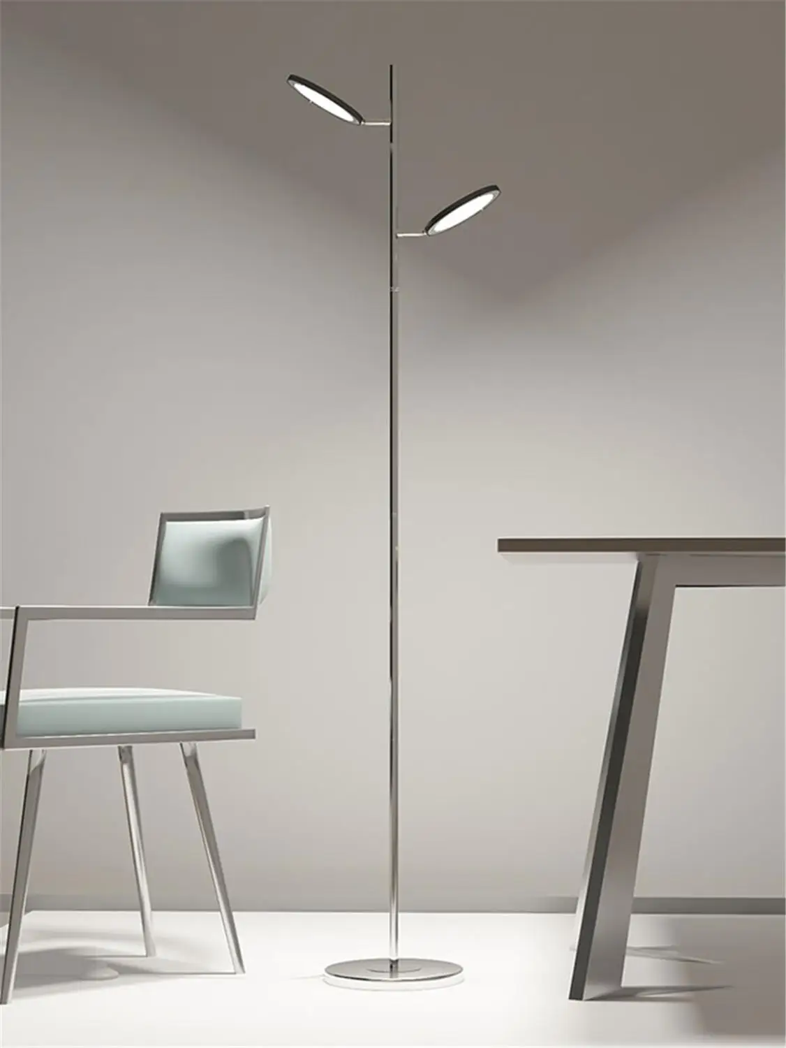

Industrial 20W 6000K or Remote LED Floor Lamp 2 Lights 3 Color Temperature with Stepless Dimmer Reading Standing Lamp for Home