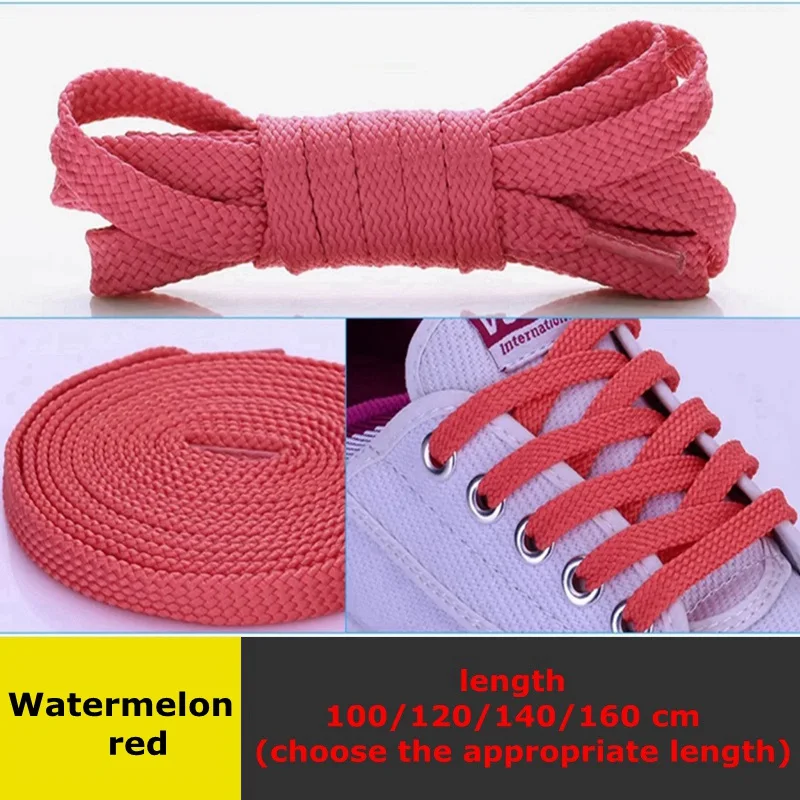watermelon red 1 пара классических плоских шнурков, двойные полые тканые шнурки для обуви 100 см/120 см/140 см/160 см, шнурки для спорта и отдыха на открытом воздухе - Цвет: watermelon red