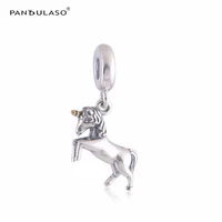 gold color unicorn dangle beads for jewelry making woman diy charms fits original bracelets 925 sterling silver jewelry bead