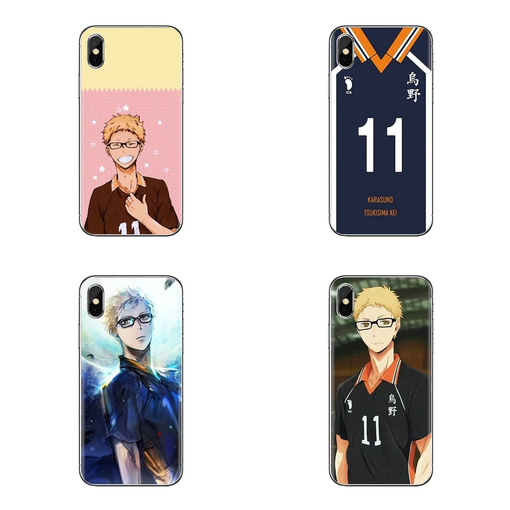 For iPod Touch Apple iPhone 4 4S 5 5S SE 5C 6 6S 7 8 X XR XS Plus MAX Transparent TPU Cover Bag tsukishima kei Haikyuu anime Art |