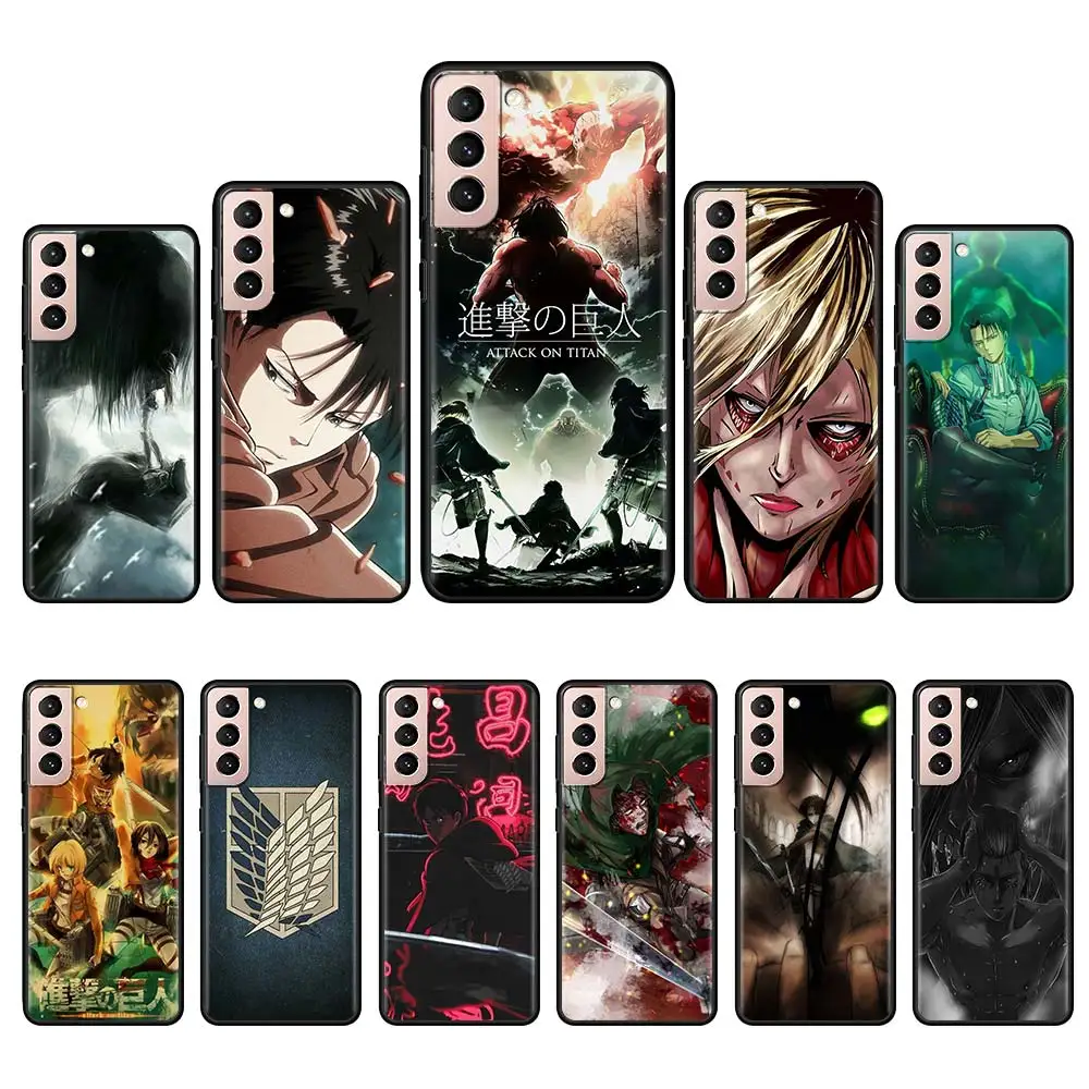 

Anime Japanese Attack On Titan Cases for Samsung S20 S21 S10 S8 S9 Plus S21 S20 Ultra S10 S10e S20 FE Black Soft Silicone Capa