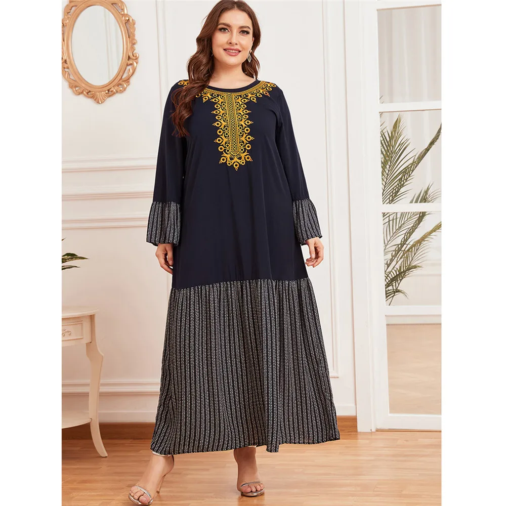 

Дубай мусульманская абайя для женщин длиной макси платье размера плюс свободные кафтан турецкий Кафтан Исламская одежда Абайи Мароккански...