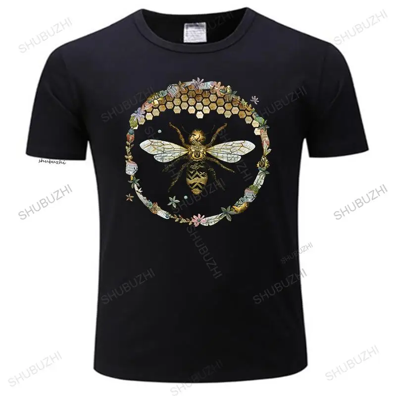 

Male Black Tshirts Bee Honey Custom T Shirt Men's Funny Animals Clothes Tops Pattern Comfortable Soft O-Neck Hiphop Tee Shirt