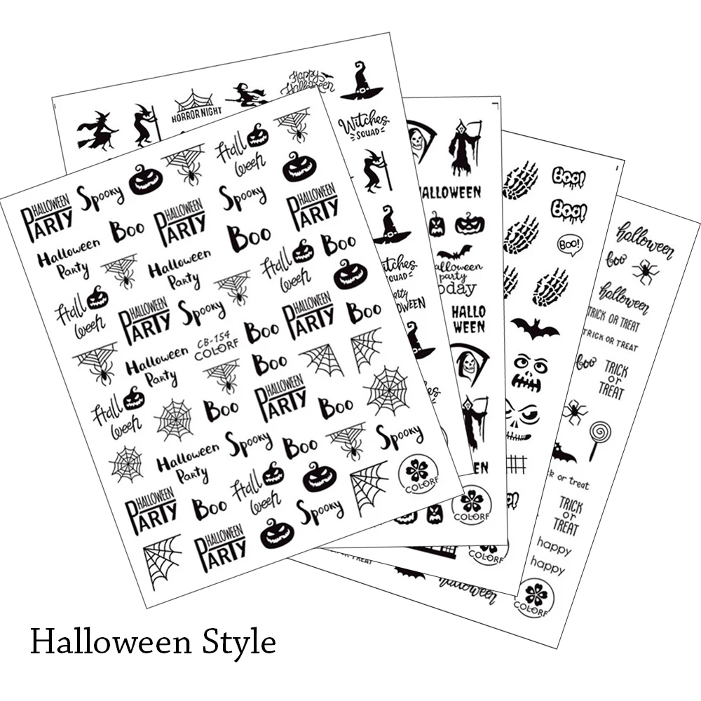 1 шт. 3D стикер для ногтей черный дизайн Хэллоуина маникюрные Обертывания DIY