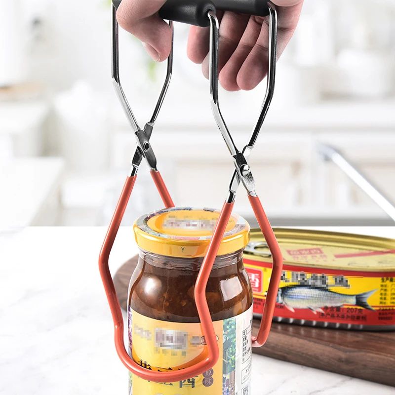 

Canning Lifter Canning Tongswith Handle Stainless Steel Can Lifter Tongs Jar Clip Heat Resistance Anti-clip Jar Glass Lifter