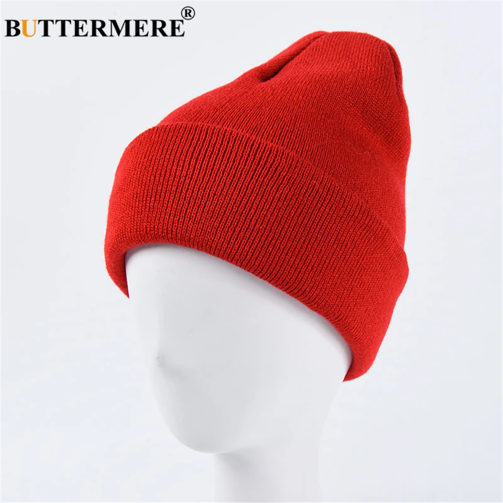 BUTTERMERE Skullies Beanies зимняя шапка для мужчин и женщин корейская мода теплая однотонная оранжевая желтая красная синяя черная Повседневная вязаная шапка