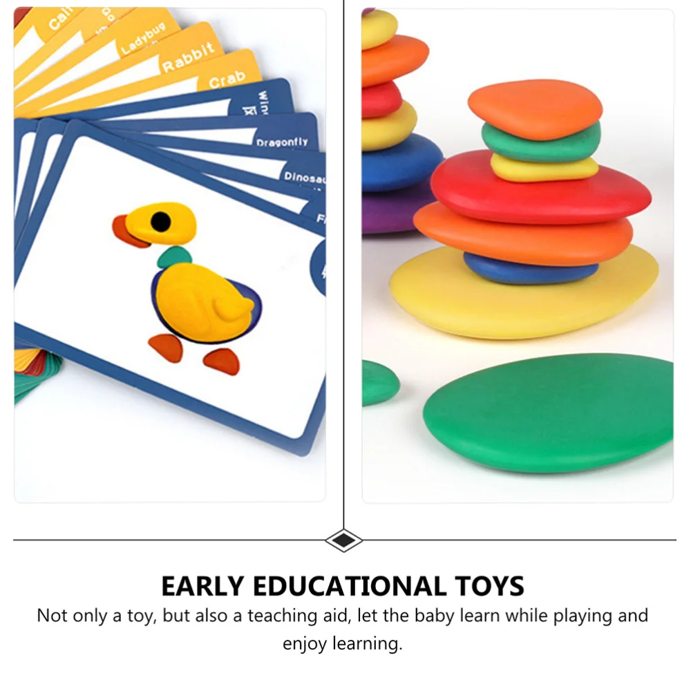 

Early Educational Toys Wooden Colorful Pebbles for Children (Assorted Color)