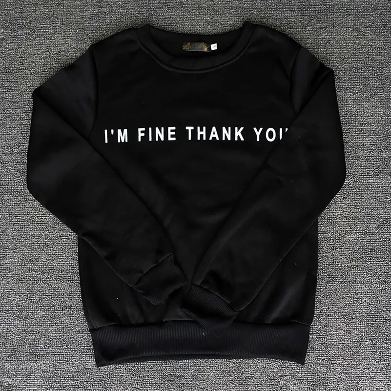 I'm Fine Thank You Hoodies Sweatshirts EuropeTops 2022 Women Casual Kawaii Harajuku Kpop Sweat Punk For Girls Clothing Korean