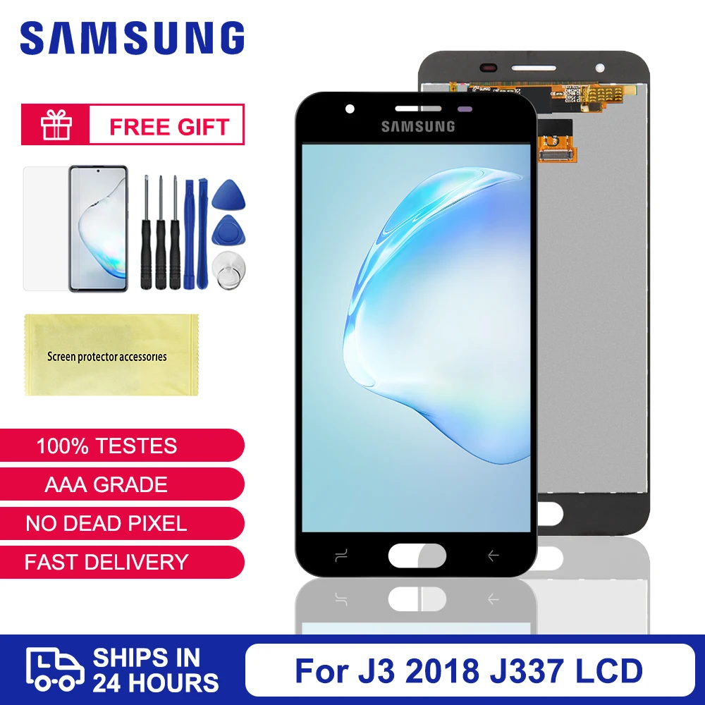 Оригинальный дисплей для Samsung Galaxy J3 2018 Ремонт сенсорного экрана дигитайзер в