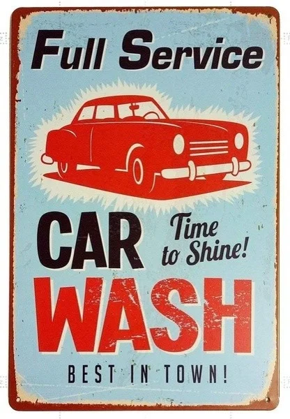 

Retro Tin Paintings Tin Sign for Wall Garage Retro Decor Metal Poster Plaque Full Service Car Wash Best In Town X Car Wash
