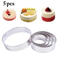 5 pcsset stainless steel cake ring adjustable mousse ring round mould mousse cake edge collar film kitchen making cake tools