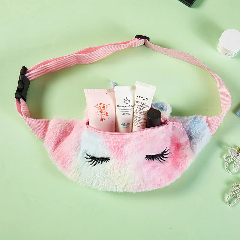 Детская забавная поясная сумка для девочек плюшевые игрушки милый единорог