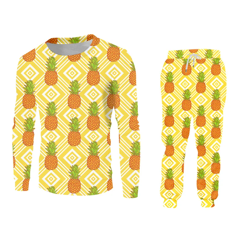 

Men's Set Orange Pineapple 3D Printing Tshirt And Pants Two-piece Set Casual Sports Beach Couple Clothing Tracksuit Dropshipping