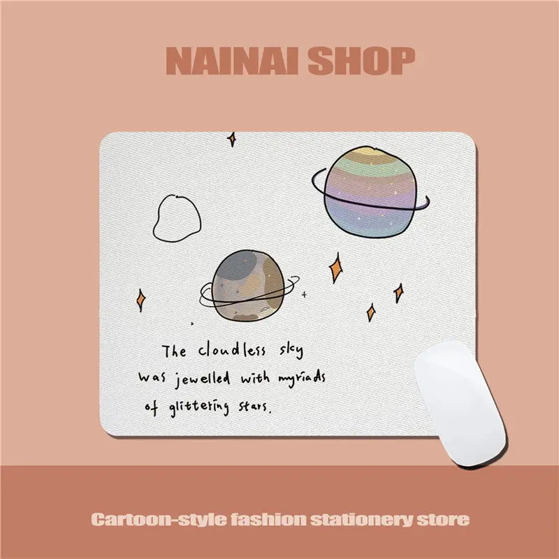 

ins English planet mouse pad cute girl cartoon art game creative computer desk pad couple models