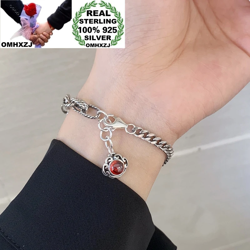 

OMHXZJ оптовая продажа HB14 Европейская мода прекрасный женский подарок на день рождения вечерние Винтаж фу Шарм 100% Серебро 925 пробы браслет