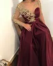 Сексуальное элегантное женское вечернее платье плюс размер Арабский мусульманский бордовый длинный рукав вечернее платье для выпускного длинный