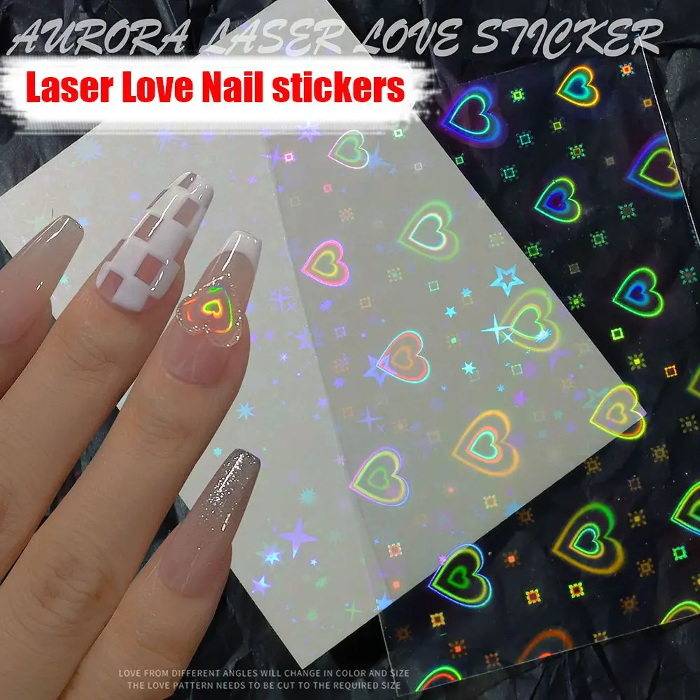 

Nail Art Decorations Star Beating Heart Adhesive Decals Manicure Laser Love Super Flash Aurora Gradient Nail Sticker