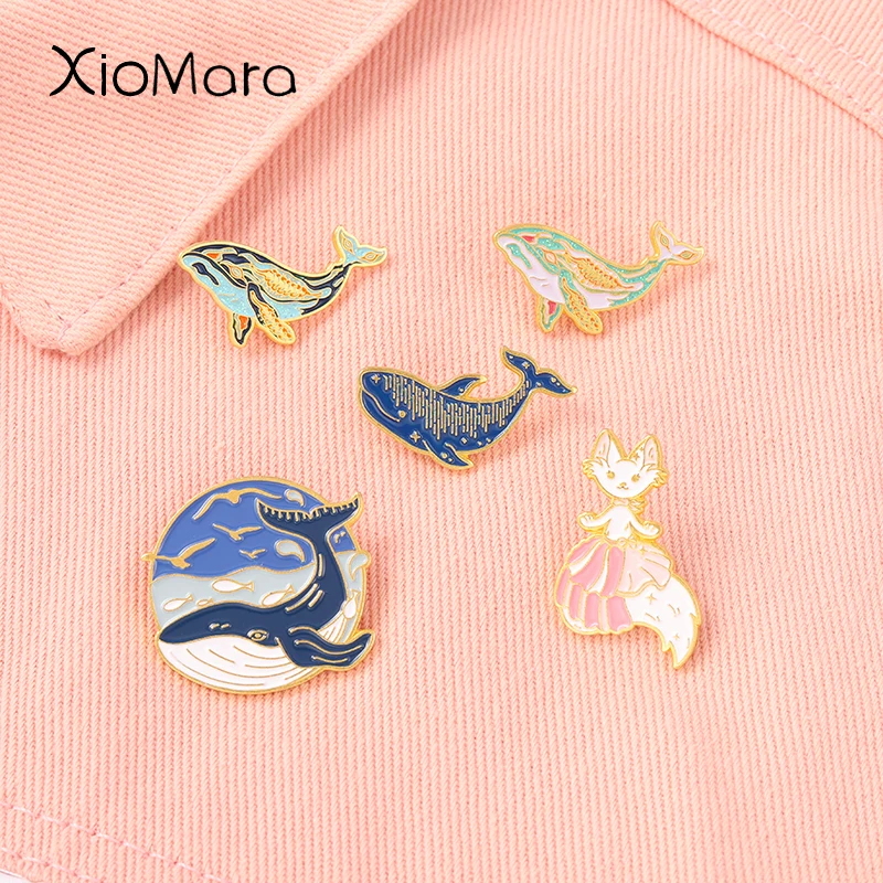 

Cartoon Whale Cat Brooch Enamel Pin Women's Brooch Anime Badges On Backpack Lapel Pin Badge Jewelry Gift For Friends
