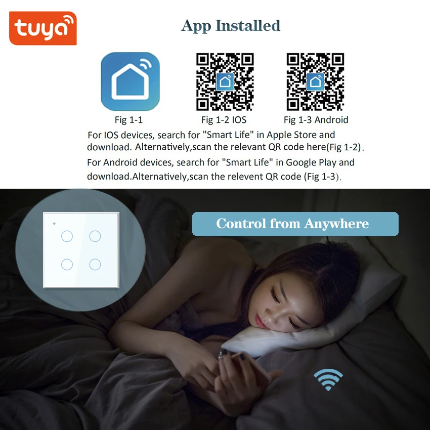 Беспроводной Выключатель EU/UK 220V-100 умный светильник 1 Gang 2 3 2Way работает с Alexa Google Home