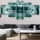 Настенные художественные картины, домашний декор, современные HD-принты, холст, 5 панелей, стоматологические зубы, рентгеновский рисунок, медицинский плакат, рамка