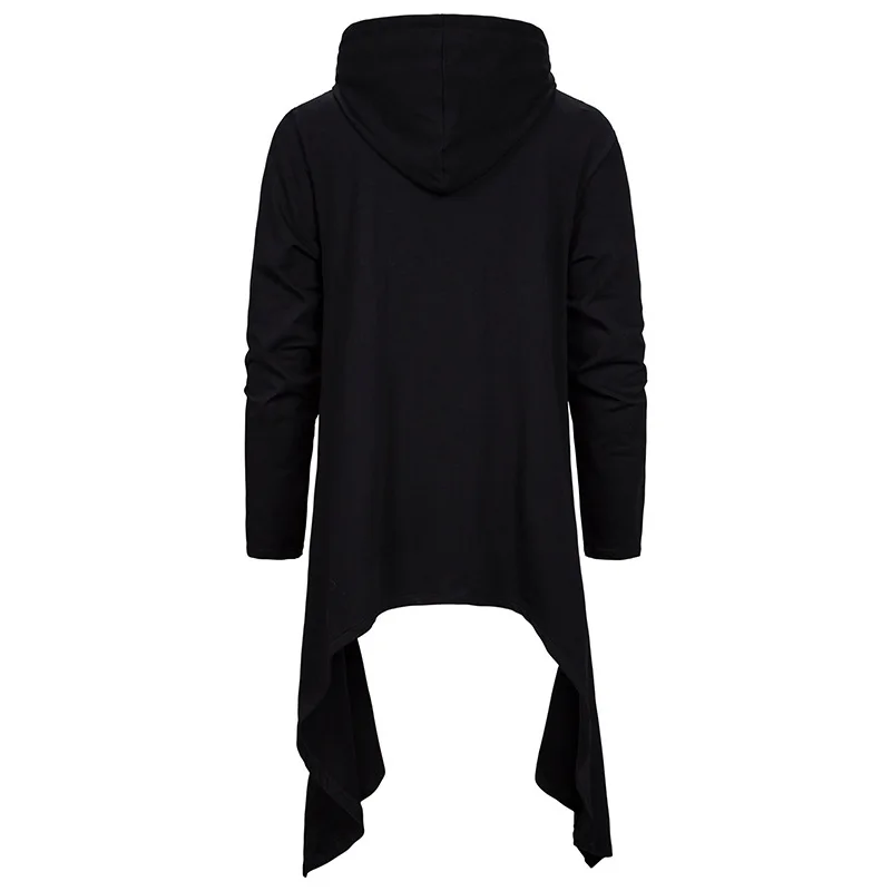 

Autumn winter men irregular design hip hop long hoodies cosplay hooded cloak men high street gothic casual zipper hoodie coat