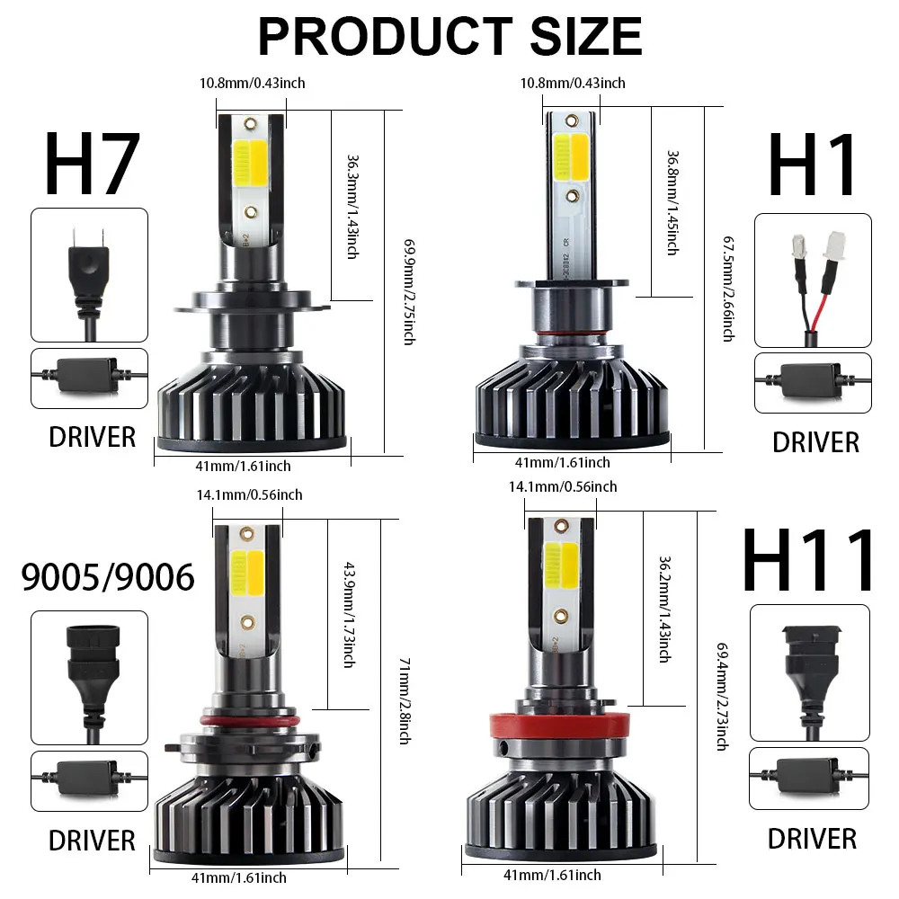 BraveWay 3000K + 6500K H7 LED CANBUS H1 H8 H11 Светодиодный ные лампы для автомобильных фар лм 72 Вт 12 В