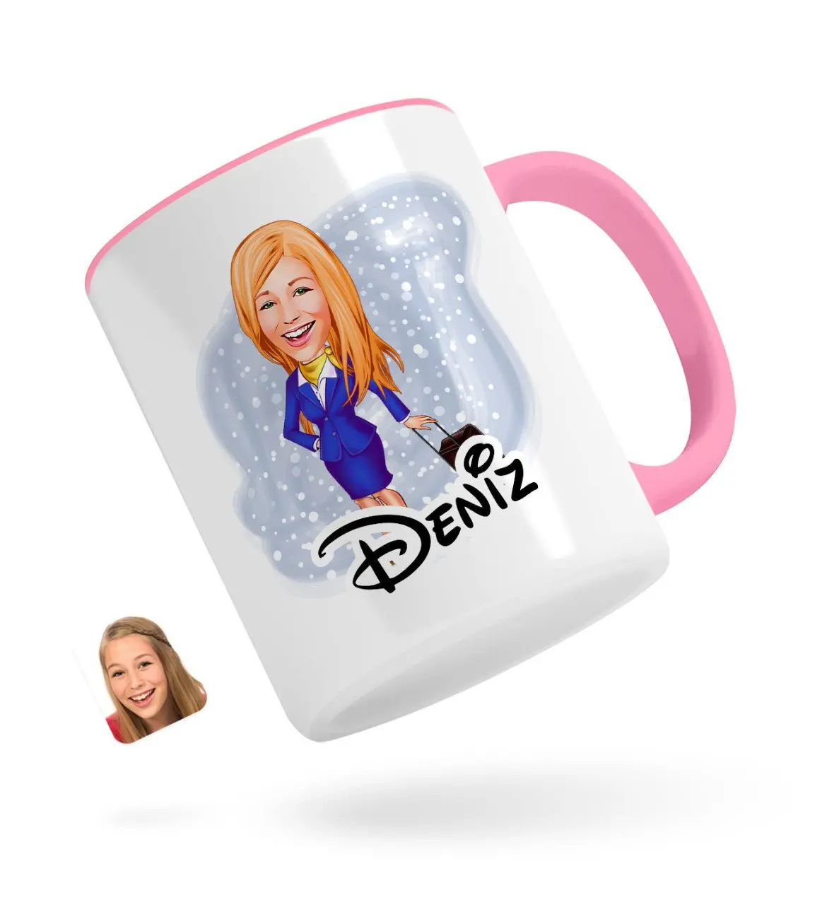 

Персонализированные стюардесса карикатура розовый кружка Bardak-2