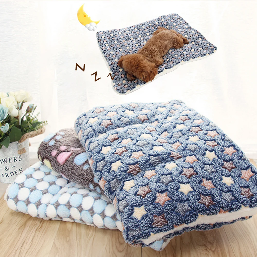 

S/M/L/XL/XXL/XXXL Thickened Pet Soft Fleece Pad Blanket Bed Mat For Puppy Dog Cat Sofa Cushion Home Washable Rug Keep Warm