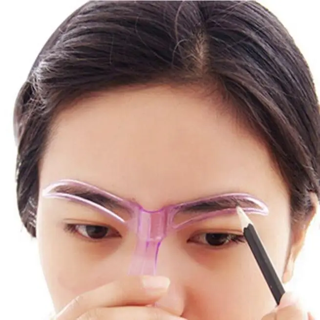 

3d Thrush tool Plastic Eyebrow Template for Eyebrow makeup Drawing eyebrows easily lady Beauty Tool Random Color