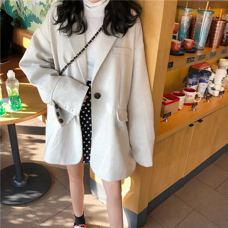 

Autumn Women Clothes Coat 2020 New Casual Women's Slim Long Sleeves Turn-Down Collar Cardigan Mid Solid Coat Korean Loose E182
