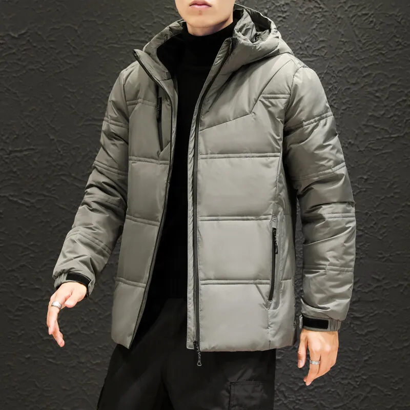 Men's Winter Warm Jacket Coat Casual Autumn Stand Collar Puffer Thick Hooded White Duck Down Jackets Men's -20 Windbreaker Parks