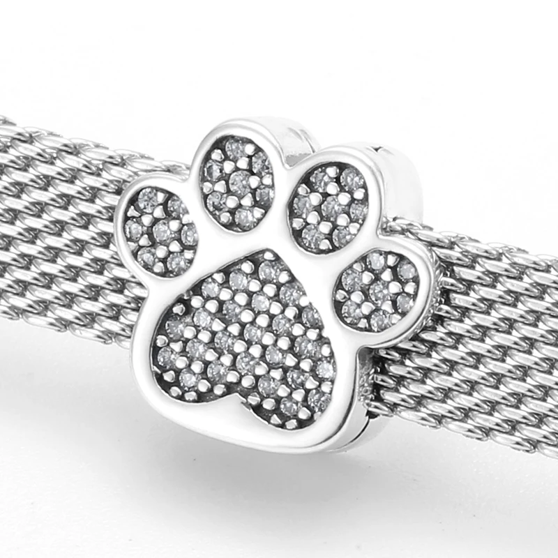 New 925 Sterling Silver sparkling CZ Animal dog claw Shape clips Bead for jewelry making Fit Original Reflections Charm Bracelet | Украшения