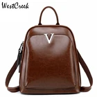 WESTCREEK брендовый кожаный женский рюкзак с защитой от кражи, модный винтажный рюкзак на плечо для девушек, маленький дорожный рюкзак, сумка для книг