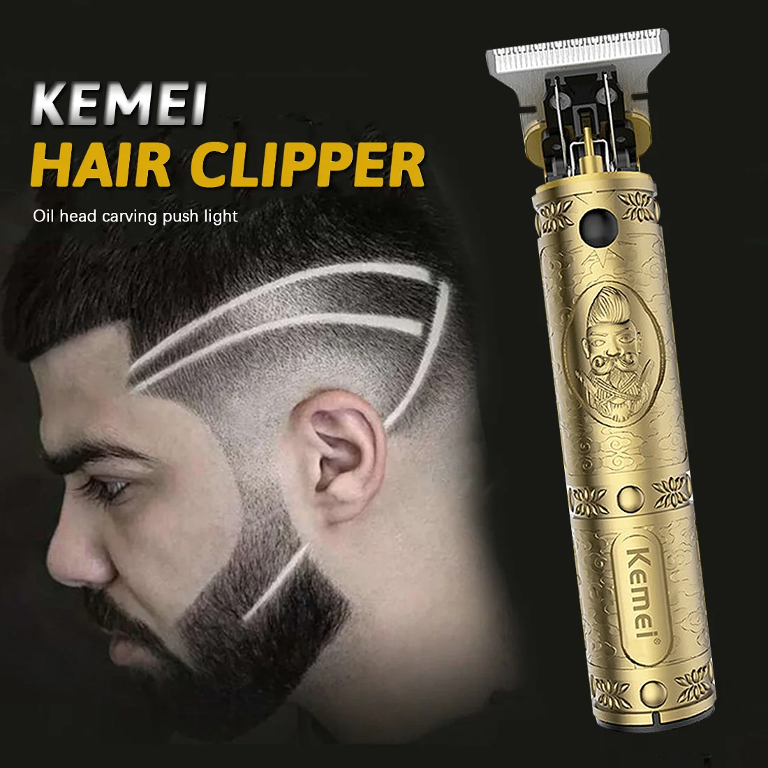 Retro Bronze Hair Cutter Man Beard Shaver Professional Clipper Male Electric Trimmer Hollow Carved Design USB Charge | Дом и сад