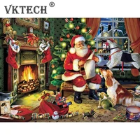 full embroidery stamped cross stitch kits santa claus embroidery sets diy 3 strand cotton thread 11ct pre printed fabric needlew