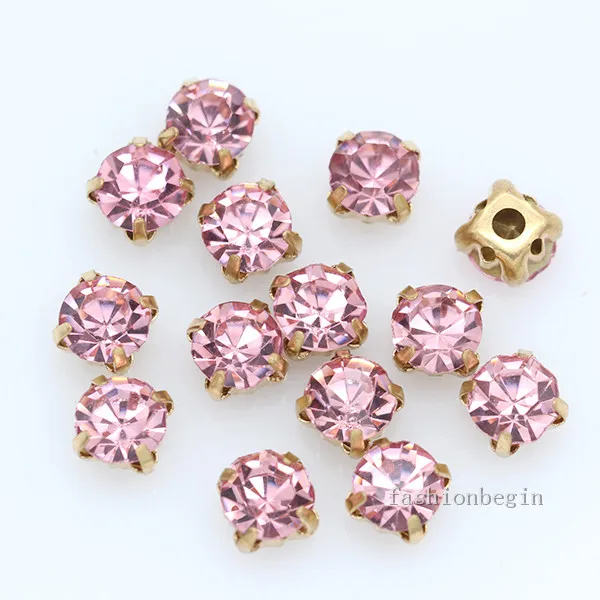 lt pink 36p 10 мм Цвет пришить на круглый граненый кристалл Стекло Стразы Драгоценности золотое украшение 4 отверстия камень для пришивания DIY аксессуары для одежды - Цвет: lt pink