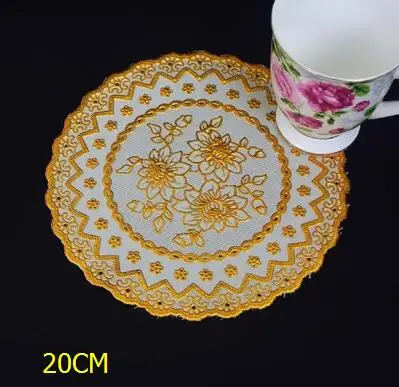 6pcs 6 шт. бронзовые кружева ПВХ коврик для столового стола Золотой подстаканник водонепроницаемый изоляционный коврик посуда принадлежности для ресторанов - Цвет: 6pcs